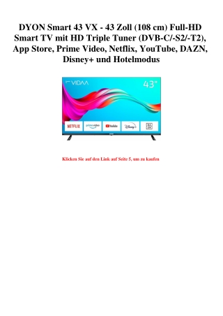 1968 DYON Smart 43 VX - 43 Zoll  108 cm  Full-HD Smart TV mit HD Triple Tuner  DVB-C -S2 -T2   App Store