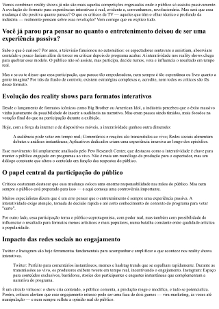 O que os críticos de TV acham dos reality shows interativos