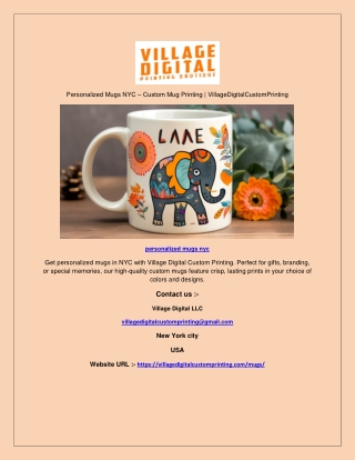 Personalized MuCustom Mugs Printing Services NYC | VillageDigitalCustomPrigs NYC