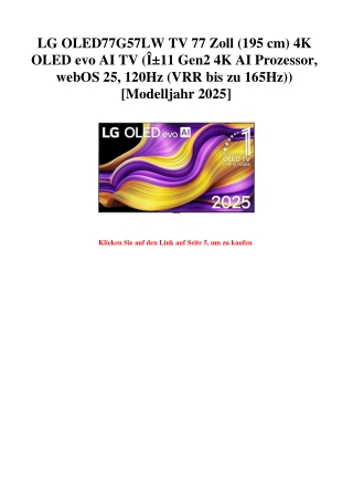 7531 LG OLED77G57LW TV 77 Zoll  195 cm  4K OLED evo AI TV  ÃŽÂ±11 Gen2 4K AI Prozessor  webOS 25  120Hz