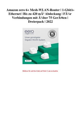 2787 Amazon eero 6  Mesh-WLAN-Router   1-Gbit s-Ethernet   Bis zu 420 mÃ‚Â² Abdeckung   FÃƒÂ¼r Verbindun