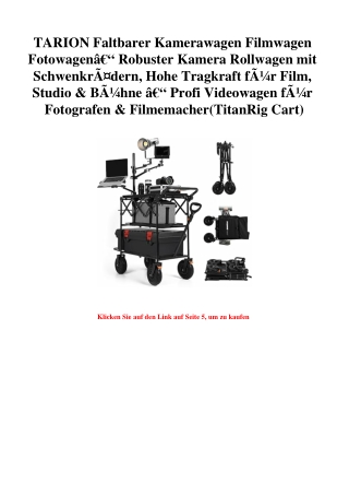 8601 TARION Faltbarer Kamerawagen Filmwagen FotowagenÃ¢Â€Â“ Robuster Kamera Rollwagen mit SchwenkrÃƒÂ¤de