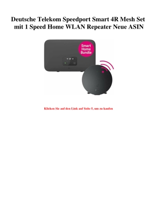 0465 Deutsche Telekom Speedport Smart 4R Mesh Set mit 1 Speed Home WLAN Repeater Neue ASIN