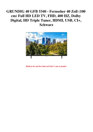 6690 GRUNDIG 40 GFB 5340 - Fernseher 40 Zoll  100 cm  Full HD LED TV  FHD  400 HZ  Dolby Digital  HD Tri
