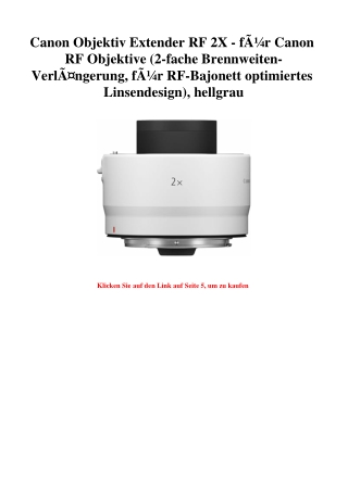 1459 Canon Objektiv Extender RF 2X - fÃƒÂ¼r Canon RF Objektive  2-fache Brennweiten-VerlÃƒÂ¤ngerung  fÃƒ