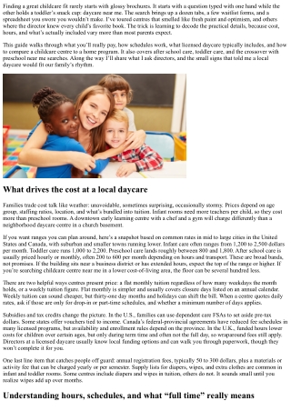 Daycare Near Me: Cost, Hours, and What’s Included