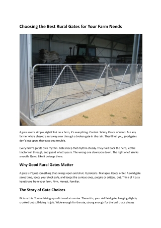 Choosing the Best Rural Gates for Your Farm Needs