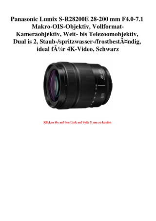 4509 Panasonic Lumix S-R28200E 28-200 mm F4.0-7.1 Makro-OIS-Objektiv  Vollformat-Kameraobjektiv  Weit- b