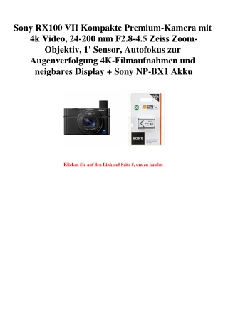 2934 Sony RX100 VII Kompakte Premium-Kamera mit 4k Video  24-200 mm F2.8-4.5 Zeiss Zoom-Objektiv  1' Sen