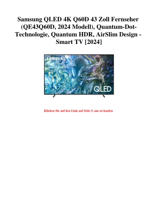 6272 Samsung QLED 4K Q60D 43 Zoll Fernseher  QE43Q60D  2024 Modell   Quantum-Dot-Technologie  Quantum HD