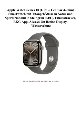 8129 Apple Watch Series 10  GPS   Cellular 42 mm  Smartwatch mit TitangehÃƒÂ¤use in Natur und Sportarmba