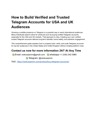 How to Build Verified and Trusted Telegram Accounts for USA and UK Audiences