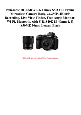 8257 Panasonic DC-S5DWE-K Lumix S5D Full Frame Mirrorless Camera Body  24.2MP  4K 60P Recording  Live Vi