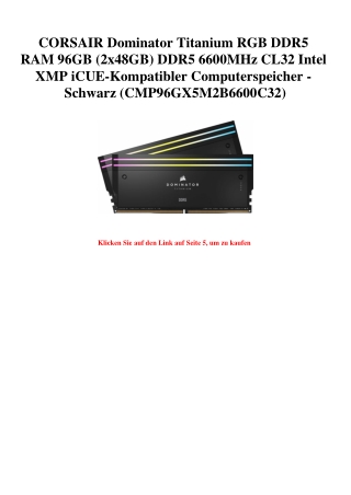 6961 CORSAIR Dominator Titanium RGB DDR5 RAM 96GB  2x48GB  DDR5 6600MHz CL32 Intel XMP iCUE-Kompatibler