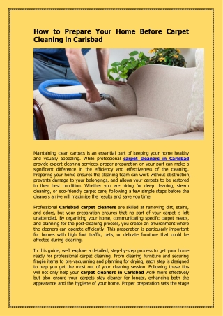 How to Prepare Your Home Before Carpet Cleaning in Carlsbad