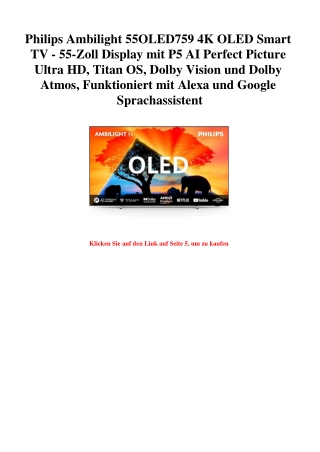 7977 Philips Ambilight 55OLED759 4K OLED Smart TV - 55-Zoll Display mit P5 AI Perfect Picture Ultra HD