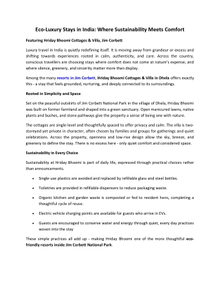 Best Places To Stay In Jim Corbett - Hriday Bhoomi Resort