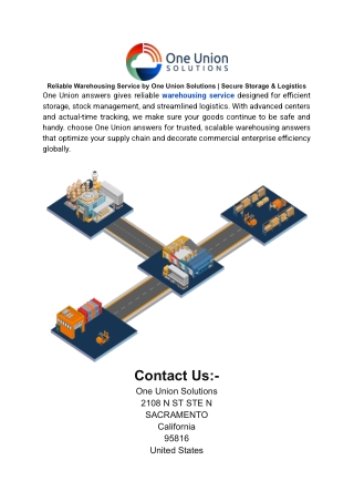 Reliable Warehousing Service by One Union Solutions _ Secure Storage & Logistics