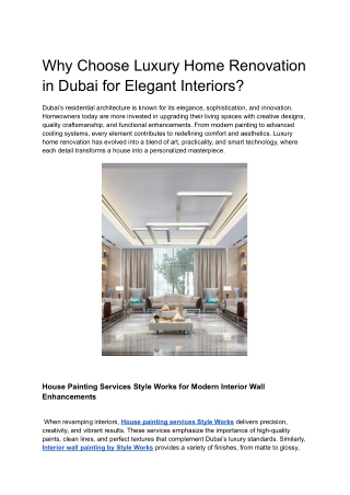 Why Choose Luxury Home Renovation in Dubai for Elegant Interiors_
