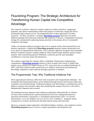 Flourishing Program The Strategic Architecture for Transforming Human Capital into Competitive Advantage