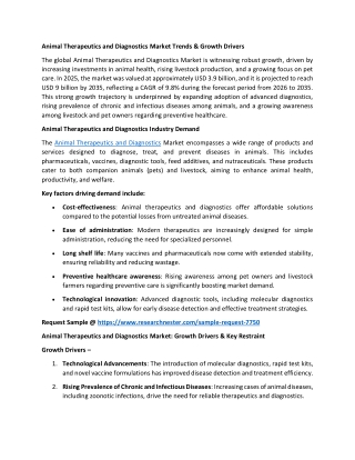 Animal Therapeutics and Diagnostics Market Size: An In-depth Study