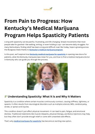 From Pain to Progress How Kentucky’s Medical Marijuana Program Helps Spasticity Patients