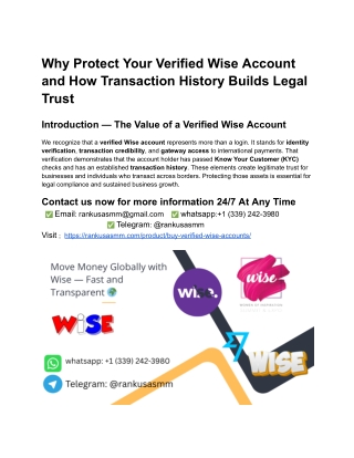 Why Protect Your Verified Wise Account and How Transaction History Builds Legal Trust