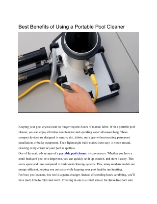 Best Benefits of Using a Portable Pool Cleaner