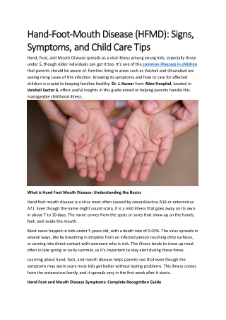 Hand-Foot-Mouth Disease (HFMD): Signs, Symptoms, and Child Care Tips