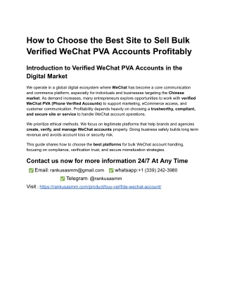 How to Choose the Best Site to Sell Bulk Verified WeChat PVA Accounts Profitably