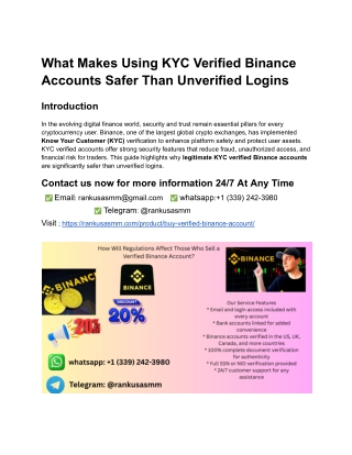 What Makes Using KYC Verified Binance Accounts Safer Than Unverified Logins