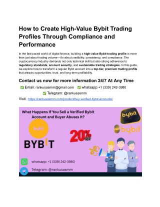 How to Create High-Value Bybit Trading Profiles Through Compliance and Performance