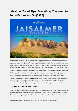 Plan Your Jaisalmer Trip (2025): Essential Tips, Sights & Travel Advice