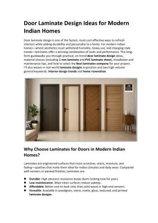 Door Laminate Design Ideas for Modern Indian Homes