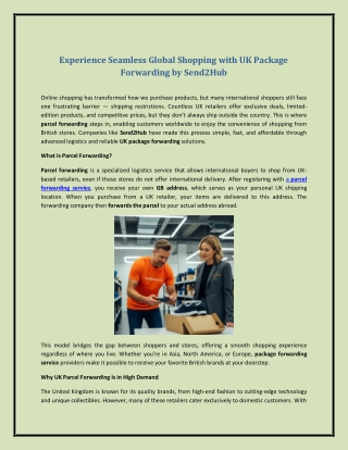 Experience Seamless Global Shopping with UK Package Forwarding by Send2Hub