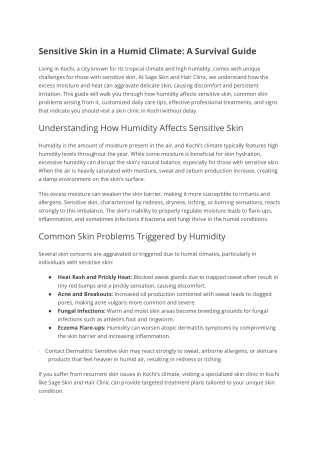 Sensitive Skin in a Humid Climate: A Survival Guide