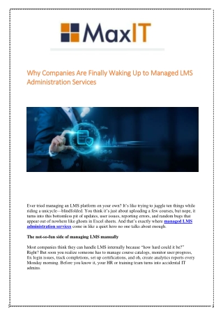 Waking Up to Managed LMS Administration Services