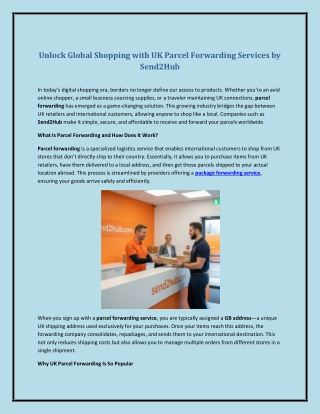 Unlock Global Shopping with UK Parcel Forwarding Services by Send2Hub