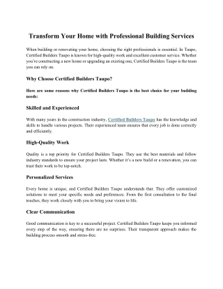 Transform Your Home with Professional Building Services