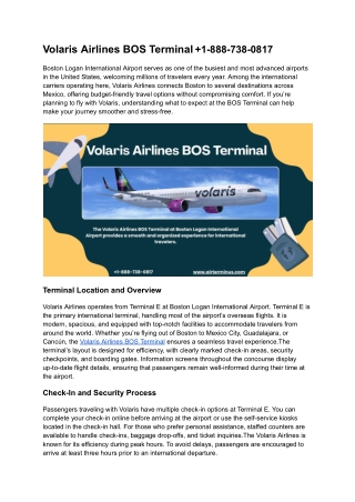 Volaris Airlines BOS Terminal  1-888-738-0817