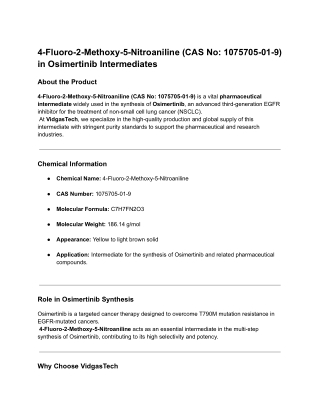 4-Fluoro-2-Methoxy-5-Nitroaniline (CAS No: 1075705-01-9) in Osimertinib Interme