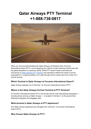 Qatar Airways PTY Terminal  1-888-738-0817
