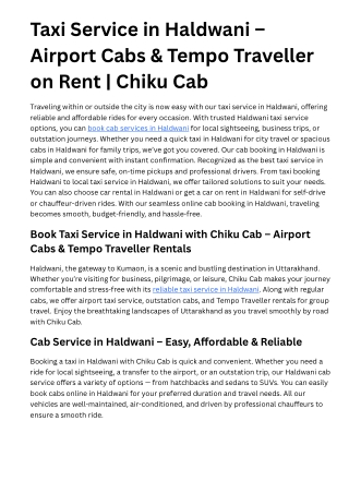 Best Taxi Service in Haldwani – Trusted & On-Time Rides