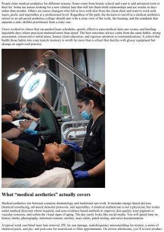 Medical Aesthetics School: Laser, Injectables, and Skin Tech Overview