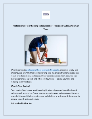 Professional Floor Sawing and Precision Concrete Cutting in Newcastle