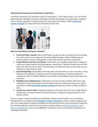 Why Rawdon Homeowners Are Switching to Combi Boilers