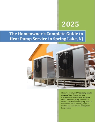 The Homeowner’s Complete Guide to Heat Pump Service in Spring Lake, NJ