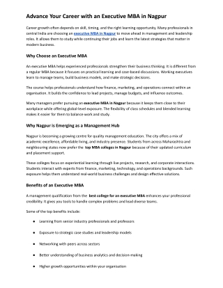 Advance Your Career with an Executive MBA in Nagpur