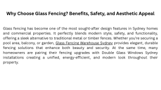Why Choose Glass Fencing? | Glass Fencing Warehouse Sydney – Benefits, Safety &