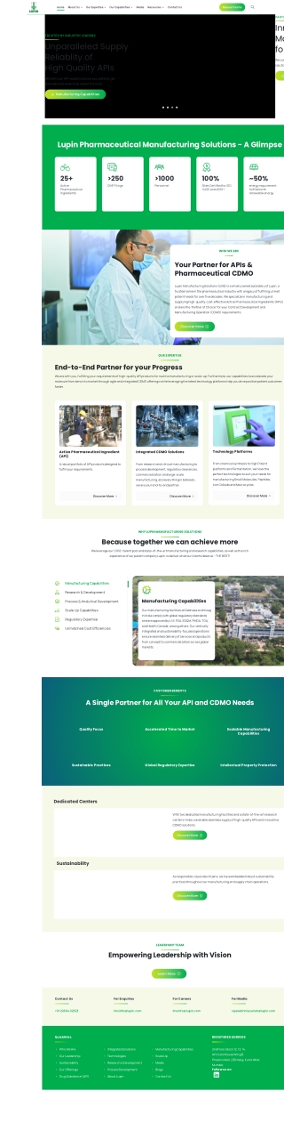 Lupin Manufacturing Solutions – Global CDMO Partner for Pharmaceutical Manufacturing
